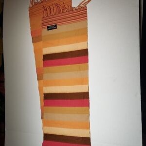 Pink Orange Striped 100%  Cashmere Scotland Scarf Fringe